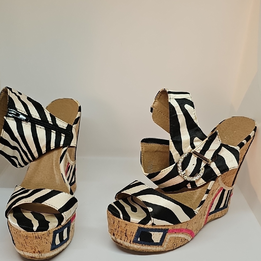 Zebra Print Wedge Sandals